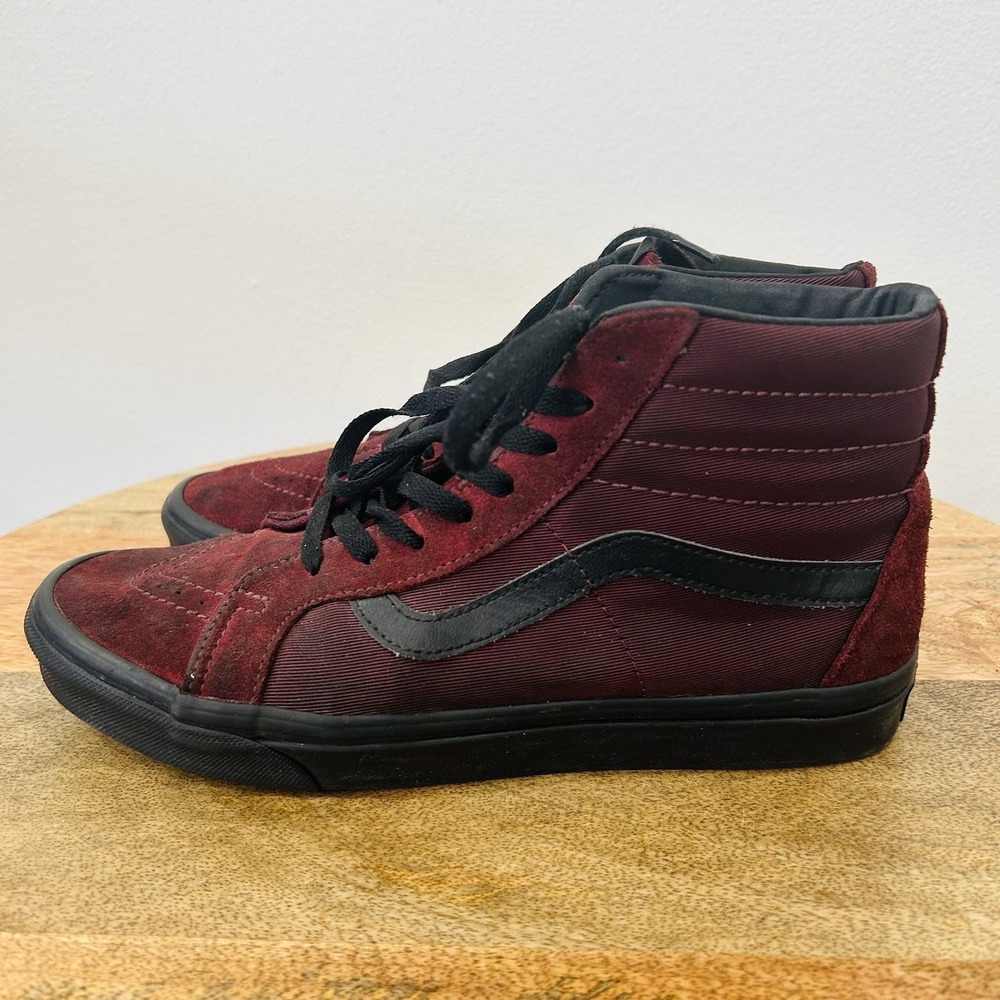 VANS Sk8 Reissue High Metallic Twill Port Royale Size Mens 9.5 Burgundy Suede - Picture 4 of 7